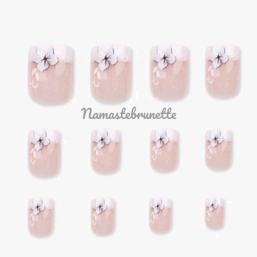2/$16 Floral French Manicure Press On Nails